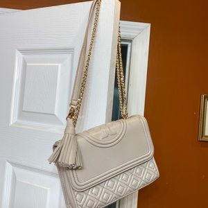 Tory Burch, Small Fleming Bag, Tan, gently used.